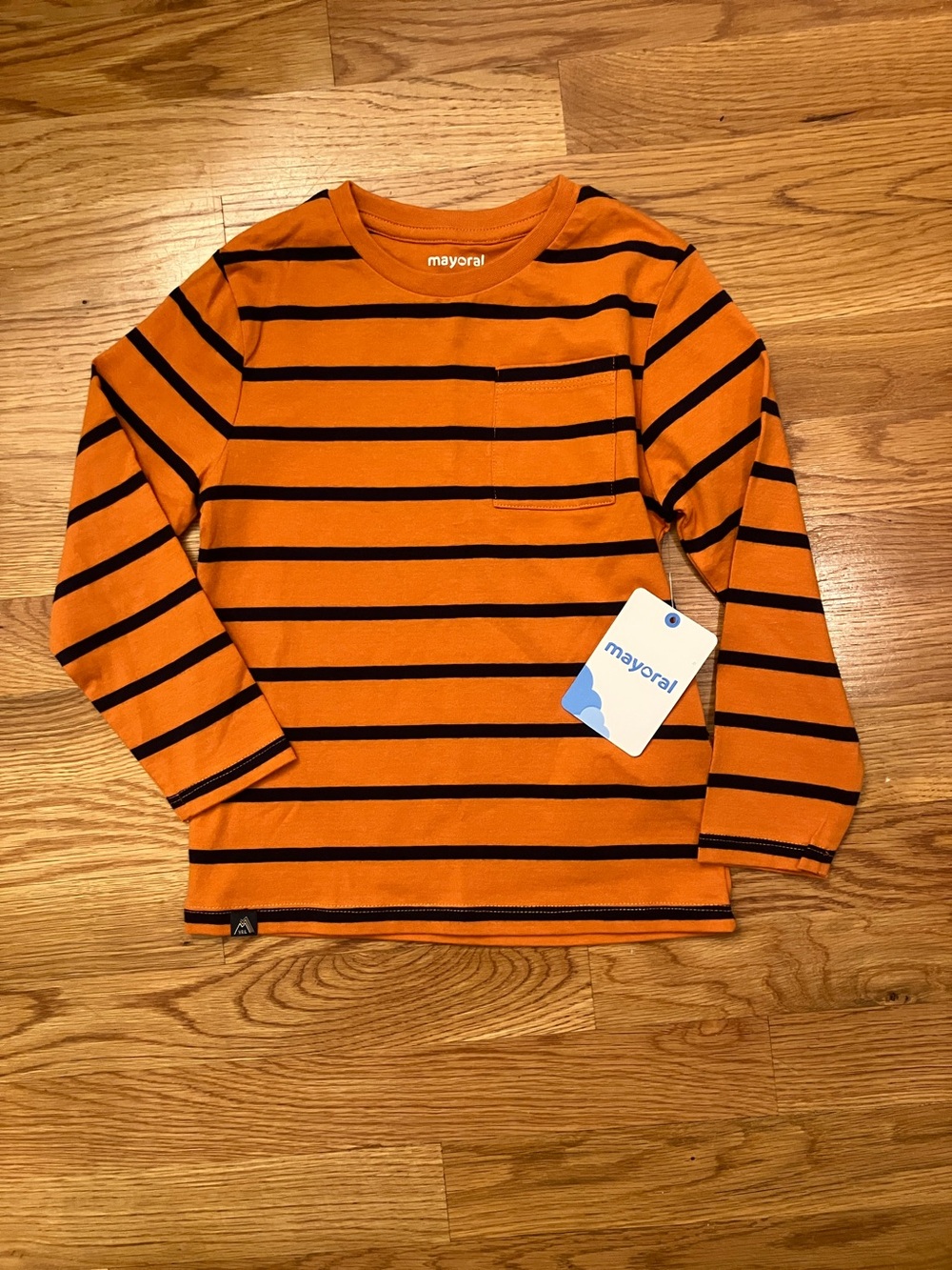 Mayoral Orange with Black Stripes Long Sleeve Tee